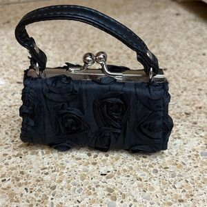 Elegant Black Rosette lipstick Clutch
